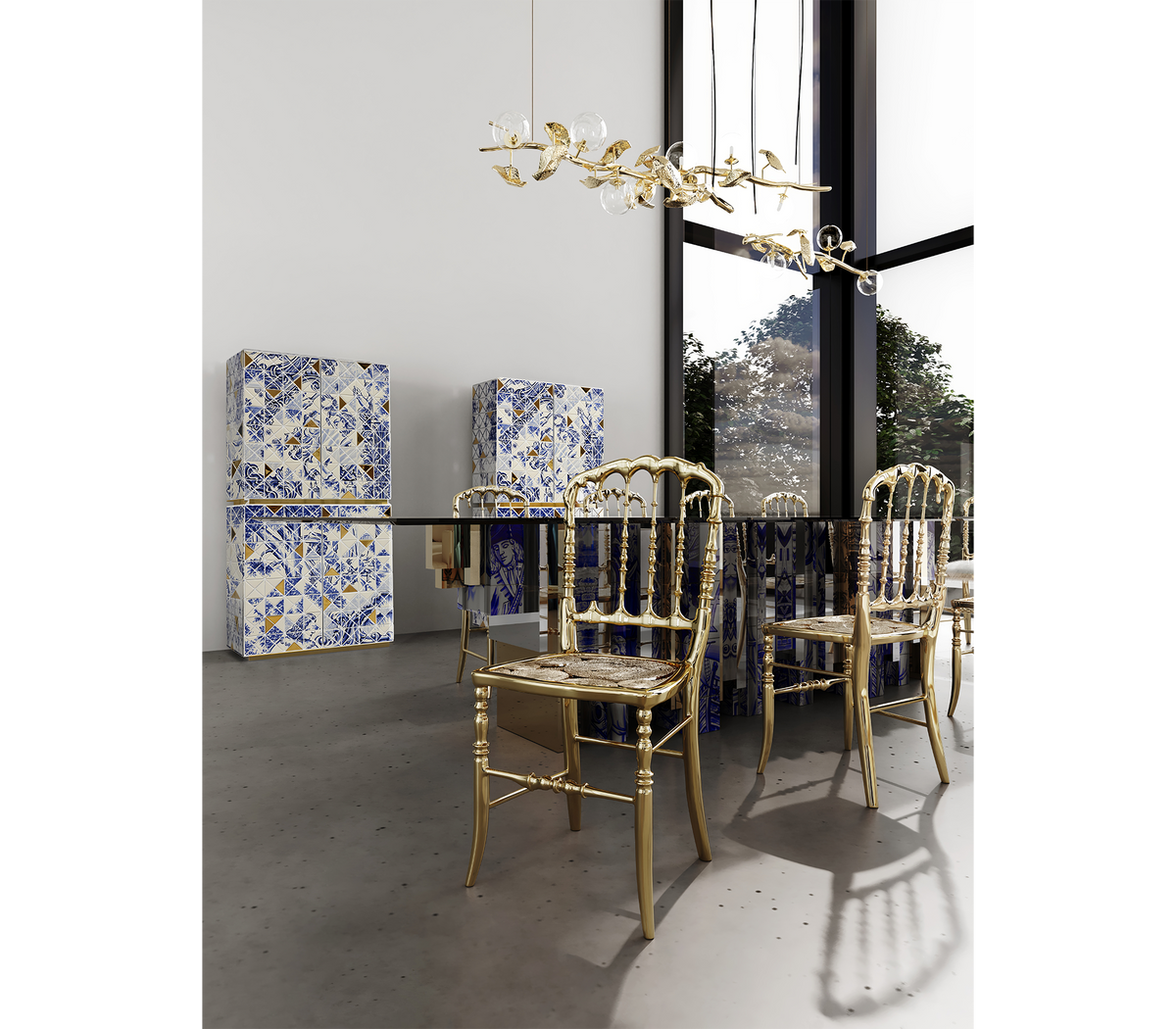 Emporium Gold Surrealist Cast Aluminium Sculpture Dining Chair