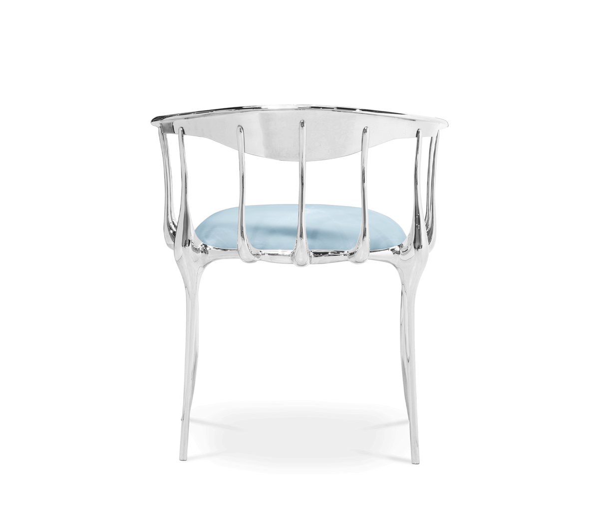 Nº 11 Silver Polished Brass Surrealist Light Blue Dining Chair