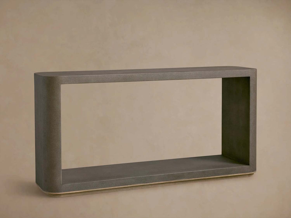 Harrow Oak Wood Entryway Console Table with Faux Shagreen Finish Entrance Table