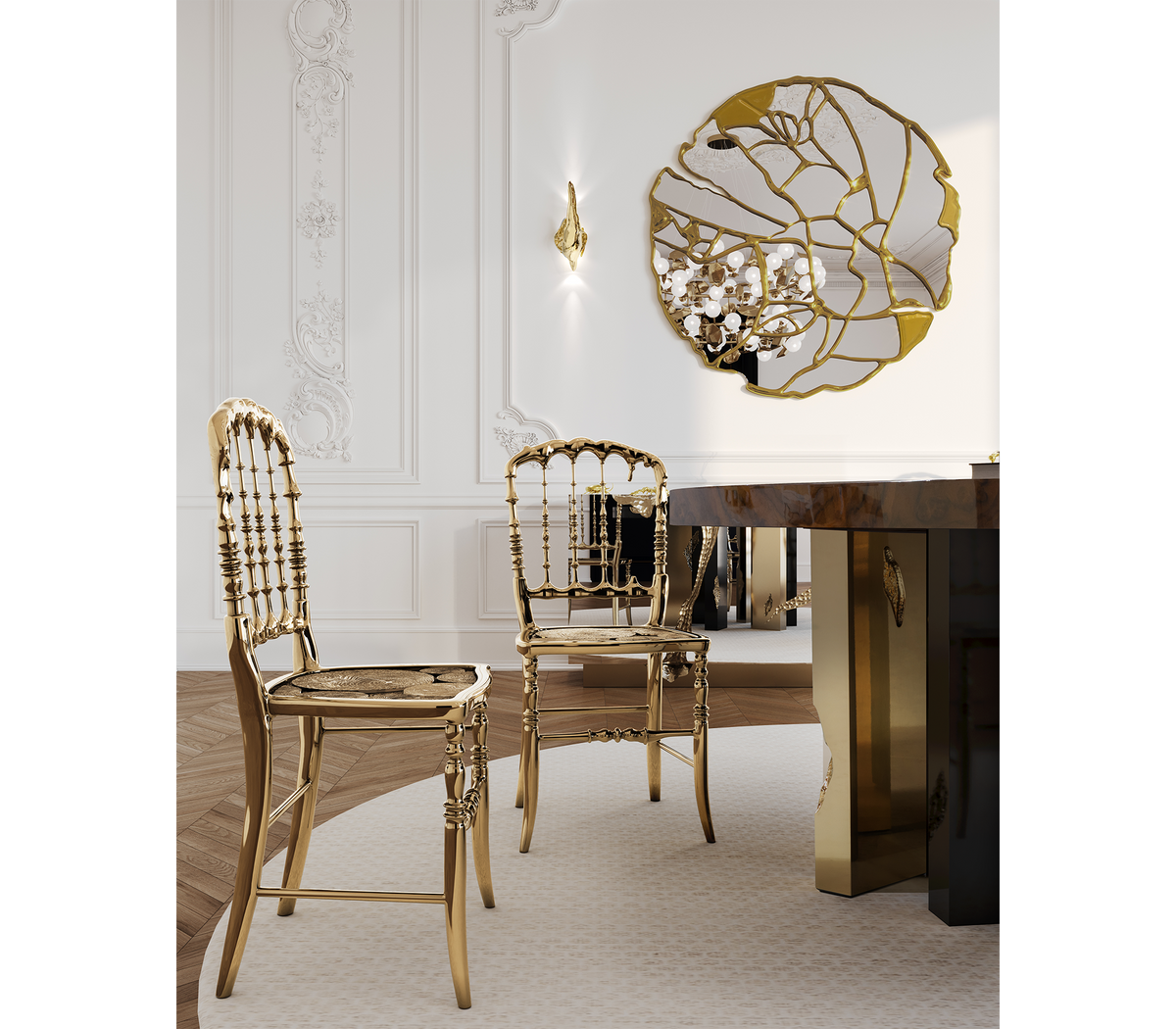 Emporium Gold Surrealist Cast Aluminium Sculpture Dining Chair