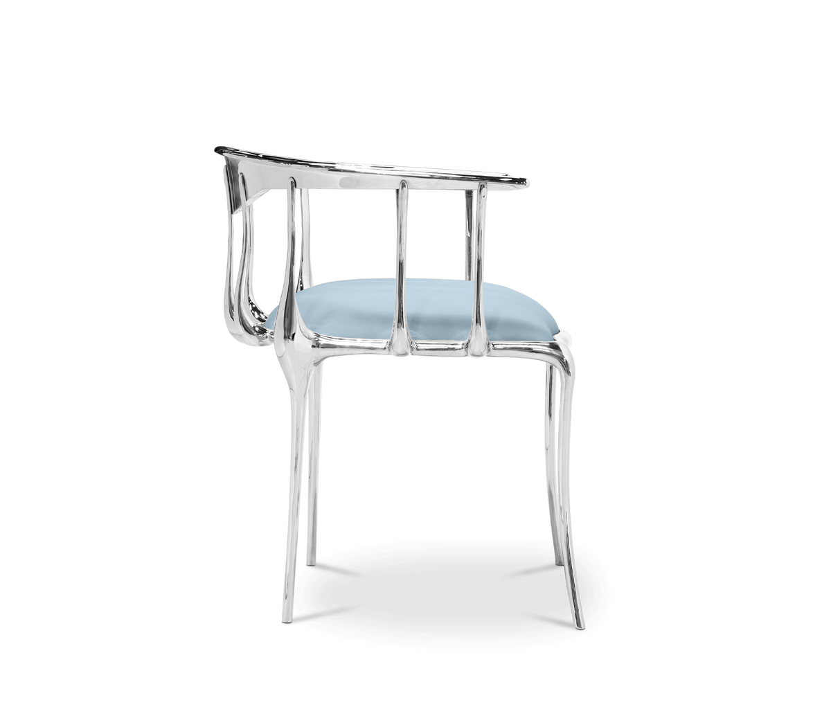 Nº 11 Silver Polished Brass Surrealist Light Blue Dining Chair