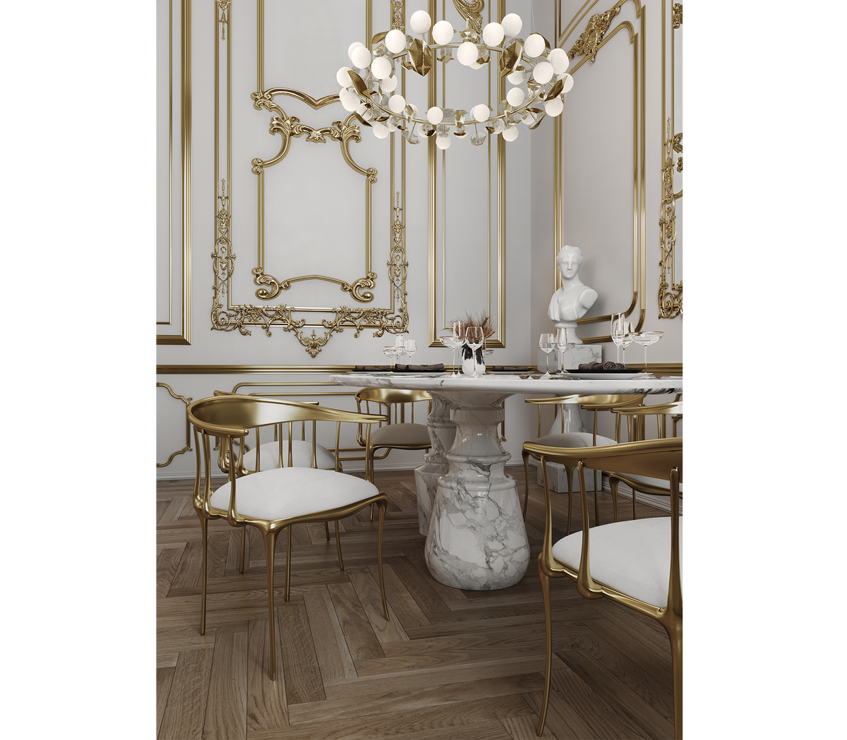 Nº 11 Satin Matte Gold Surrealist Dining Chair