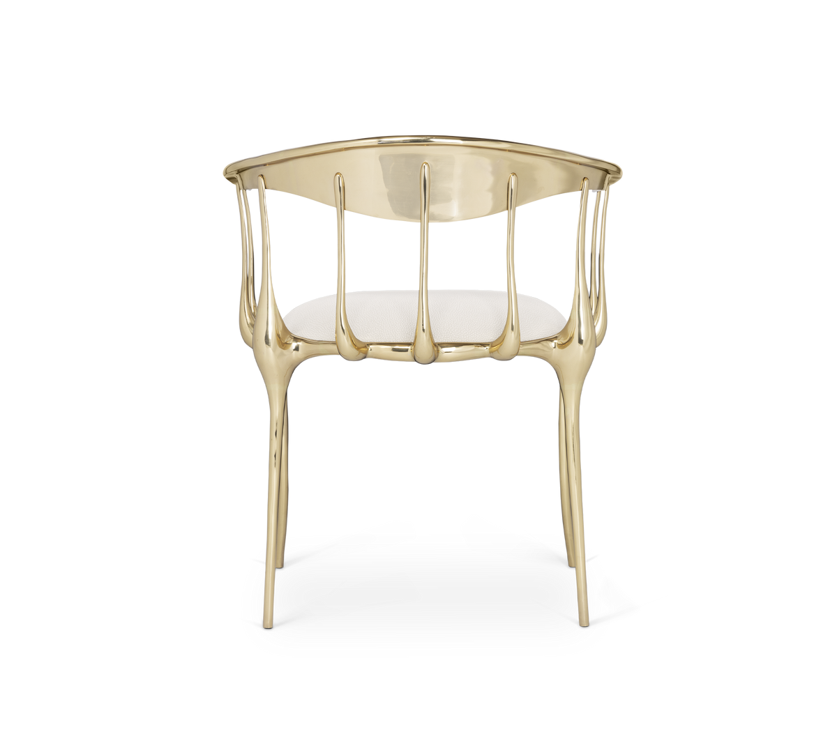 Nº 11 Cream Velvet Surrealist Polished Gold Dining Chair
