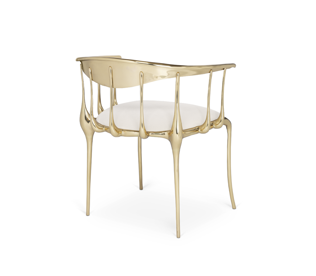 Nº 11 Cream Velvet Surrealist Polished Gold Dining Chair