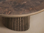 Astor Coffee Table with Marble Top Oval Wood Base Sofa Center Tea Table