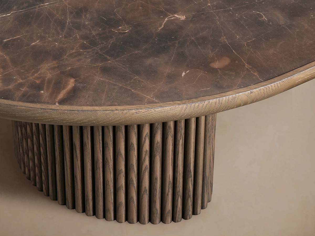 Astor Coffee Table with Marble Top Oval Wood Base Sofa Center Tea Table