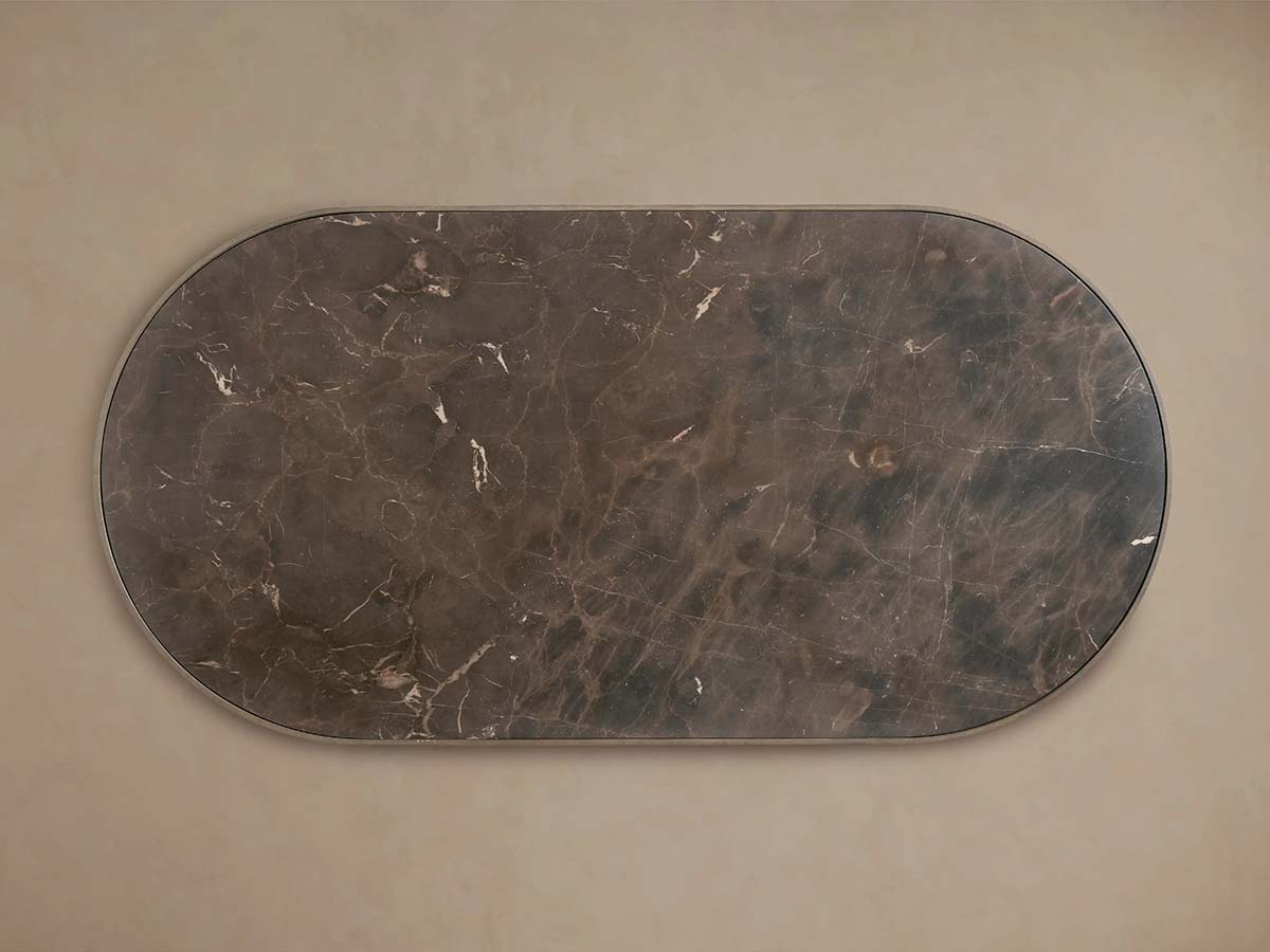 Astor Coffee Table with Marble Top Oval Wood Base Sofa Center Tea Table