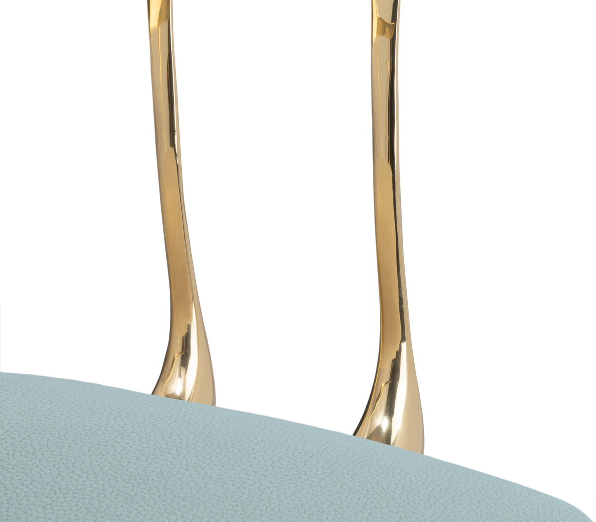 Nº 11 Light Blue Velvet Surrealist Polished Gold Dining Chair