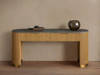Finnley Stone Top Storage Console Table Solid Wood Hallway Entryway Table Entrance Cabinet with Drawers
