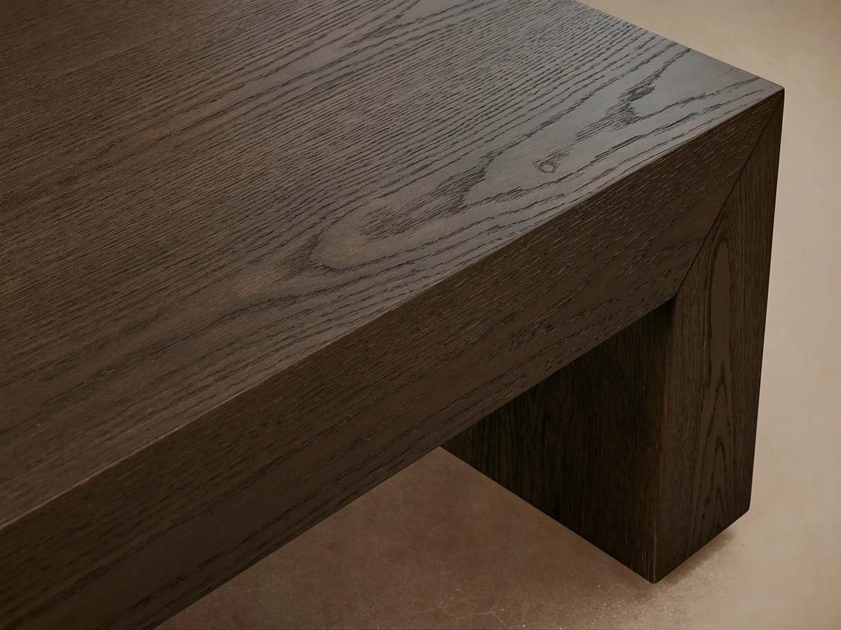 Table basse rectangulaire Sullivan cascade en bois de chêne massif, table à thé centrale de style rustique, table basse de cocktail.