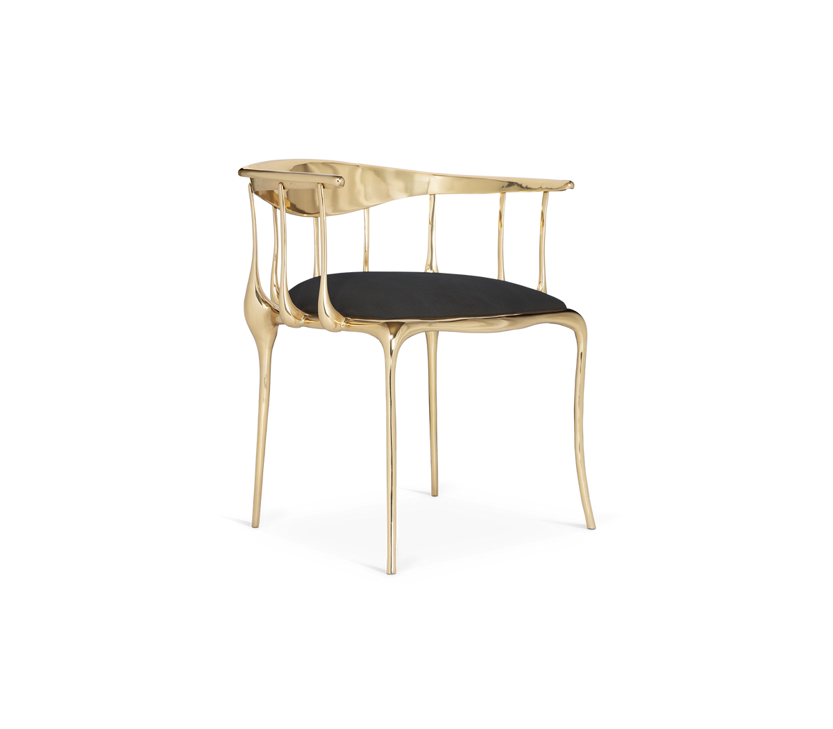 Nº11  Surrealist Polished Gold Cast Brass Dining Chair
