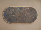 Astor Coffee Table with Marble Top Oval Wood Base Sofa Center Tea Table