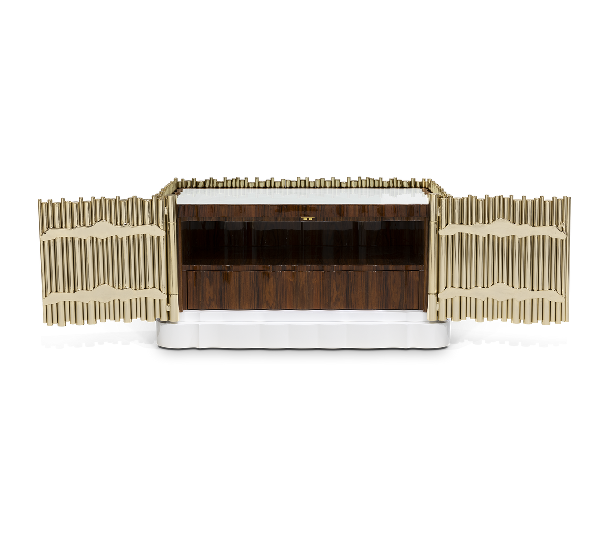 Symphony Tubular Gold Plated Modern Luxury Nightstand