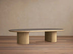 Astor Coffee Table with Marble Top Oval Wood Base Sofa Center Tea Table