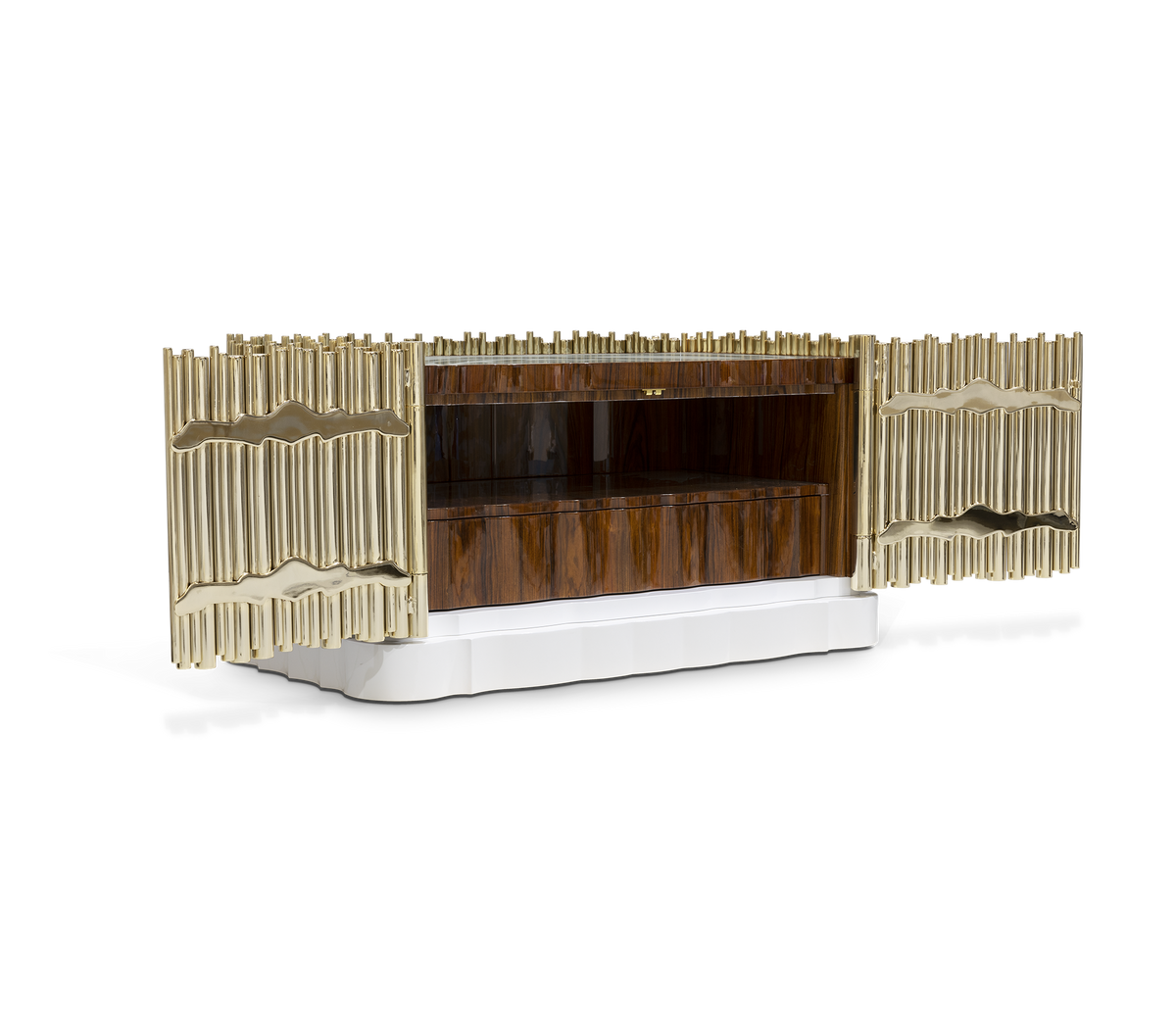 Symphony Tubular Gold Plated Modern Luxury Nightstand