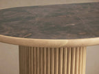 Astor Coffee Table with Marble Top Oval Wood Base Sofa Center Tea Table