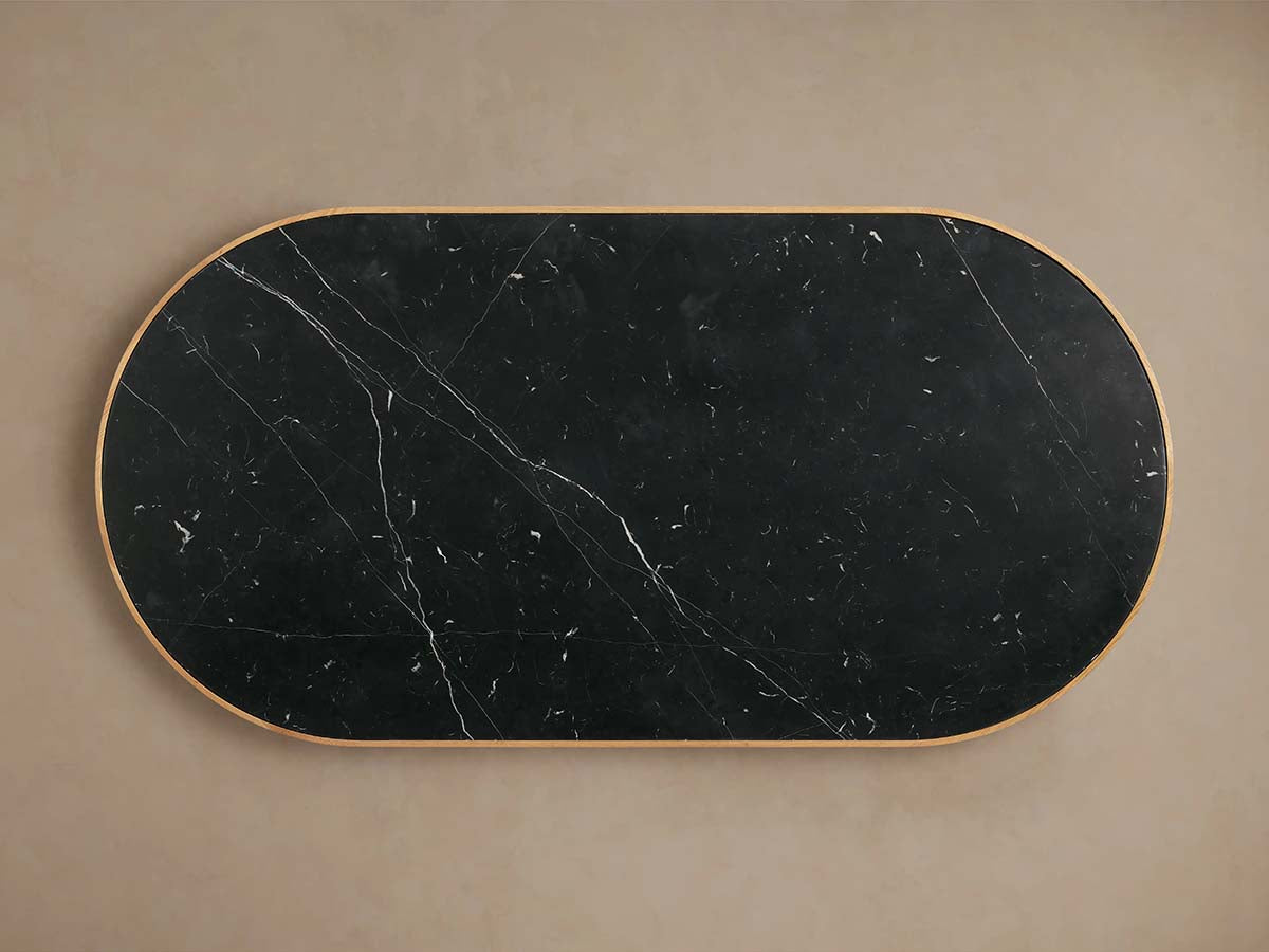 Astor Coffee Table with Marble Top Oval Wood Base Sofa Center Tea Table