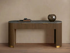 Finnley Stone Top Storage Console Table Solid Wood Hallway Entryway Table Entrance Cabinet with Drawers