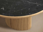 Astor Coffee Table with Marble Top Oval Wood Base Sofa Center Tea Table