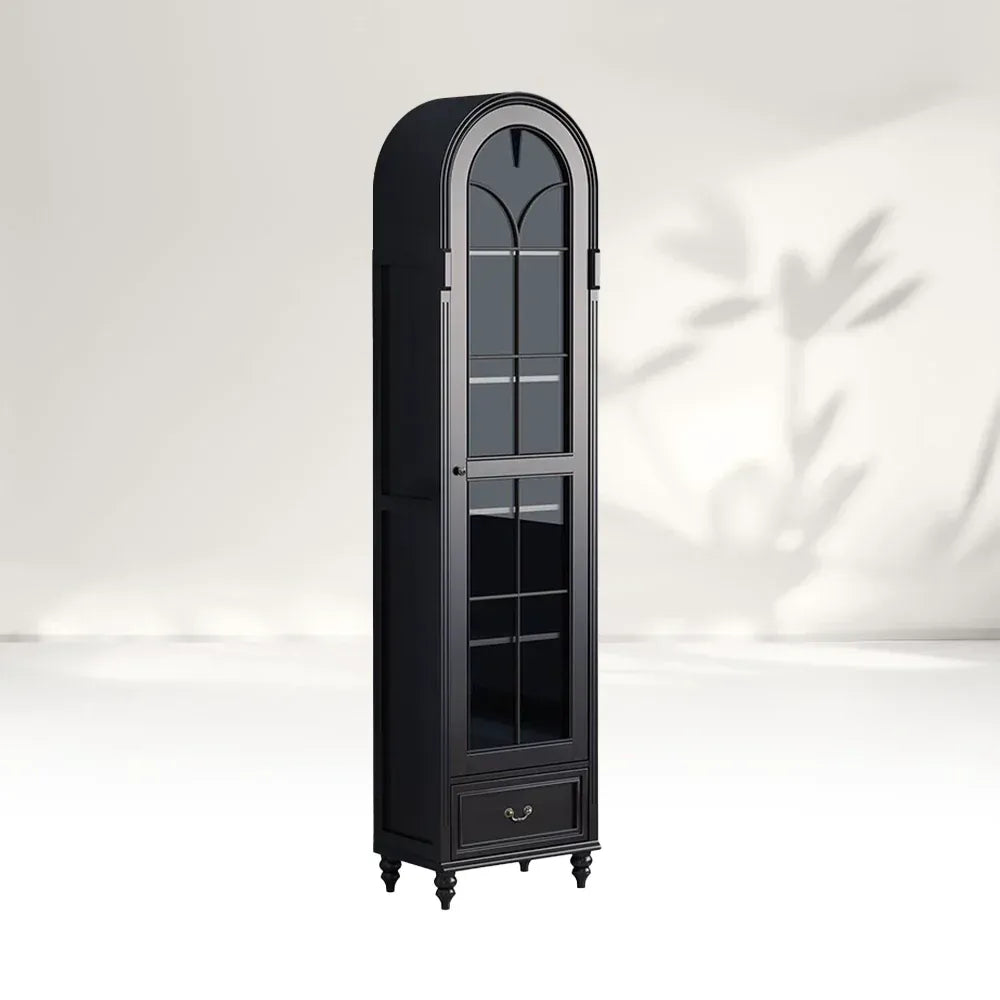 Hattie II Glass tall Display Cabinet Wood Classical European Design