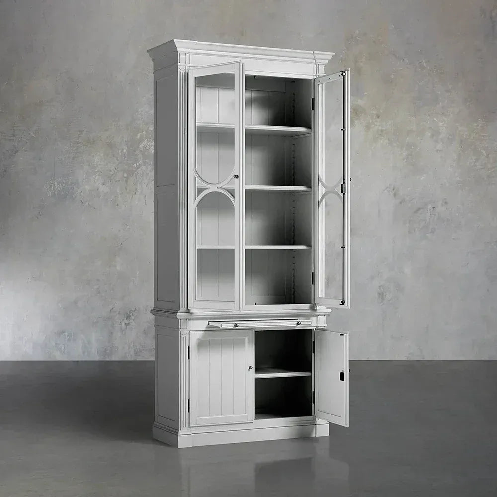 Armoire vitrine modulaire Athens en bois de peuplier, bibliothèque d'appoint haute pour salon