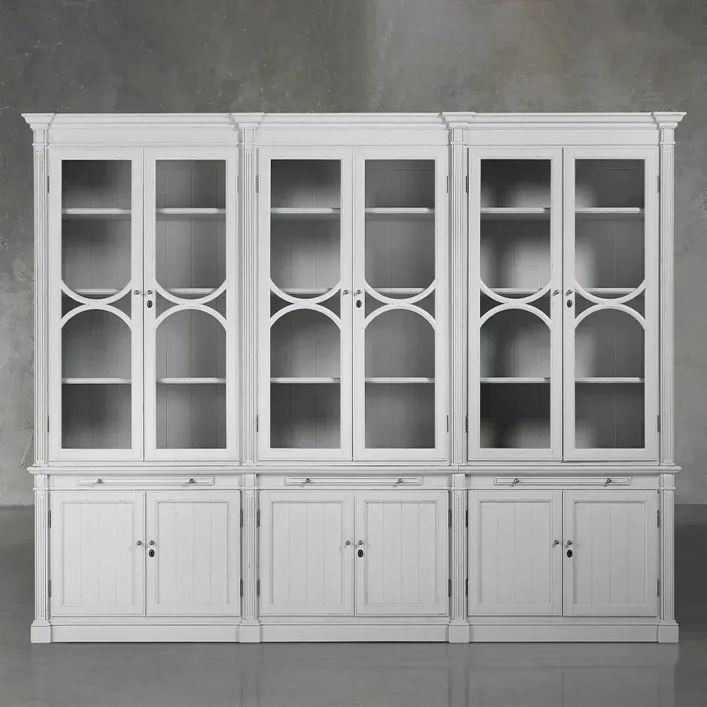 Armoire vitrine modulaire Athens en bois de peuplier, bibliothèque d'appoint haute pour salon