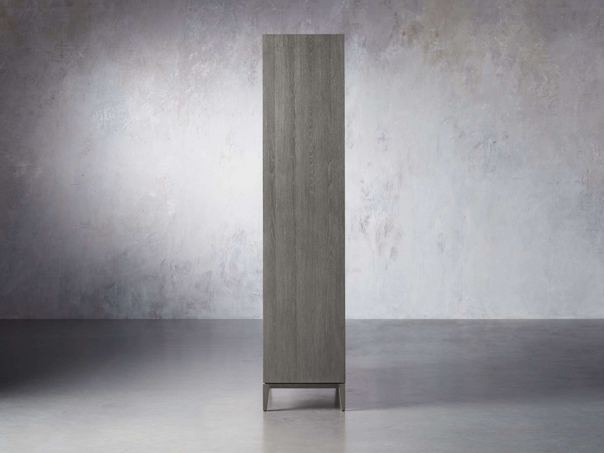 Malone Wood Storage Tall Display Cabinet Double Door Offers Bookcase with Leather Insets