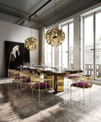 Nº 11 Burgundy Velvet Polished Gold Surrealist Dining Chair