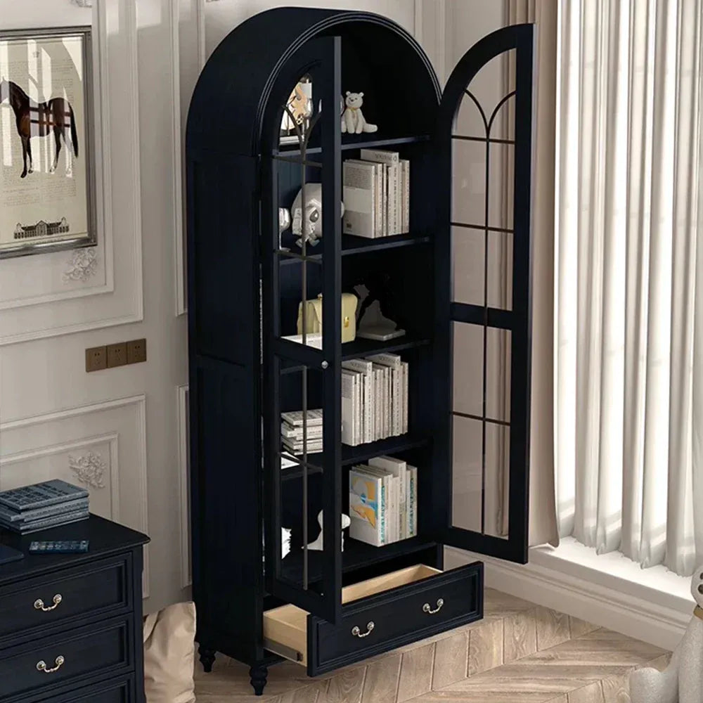 Hattie II Glass tall Display Cabinet Wood Classical European Design