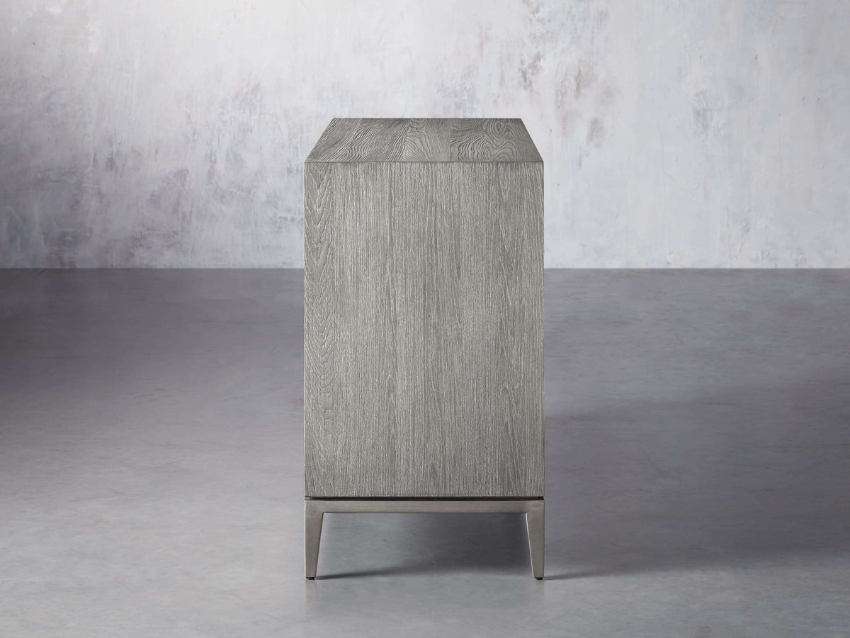 Malone Holz-Buffet-Sideboard, zweitüriger Eingangsschrank mit geprägtem Shagreen-Leder