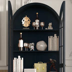 Hattie II Hohe Vitrine aus Glas, Holz, Klassisches europäisches Design