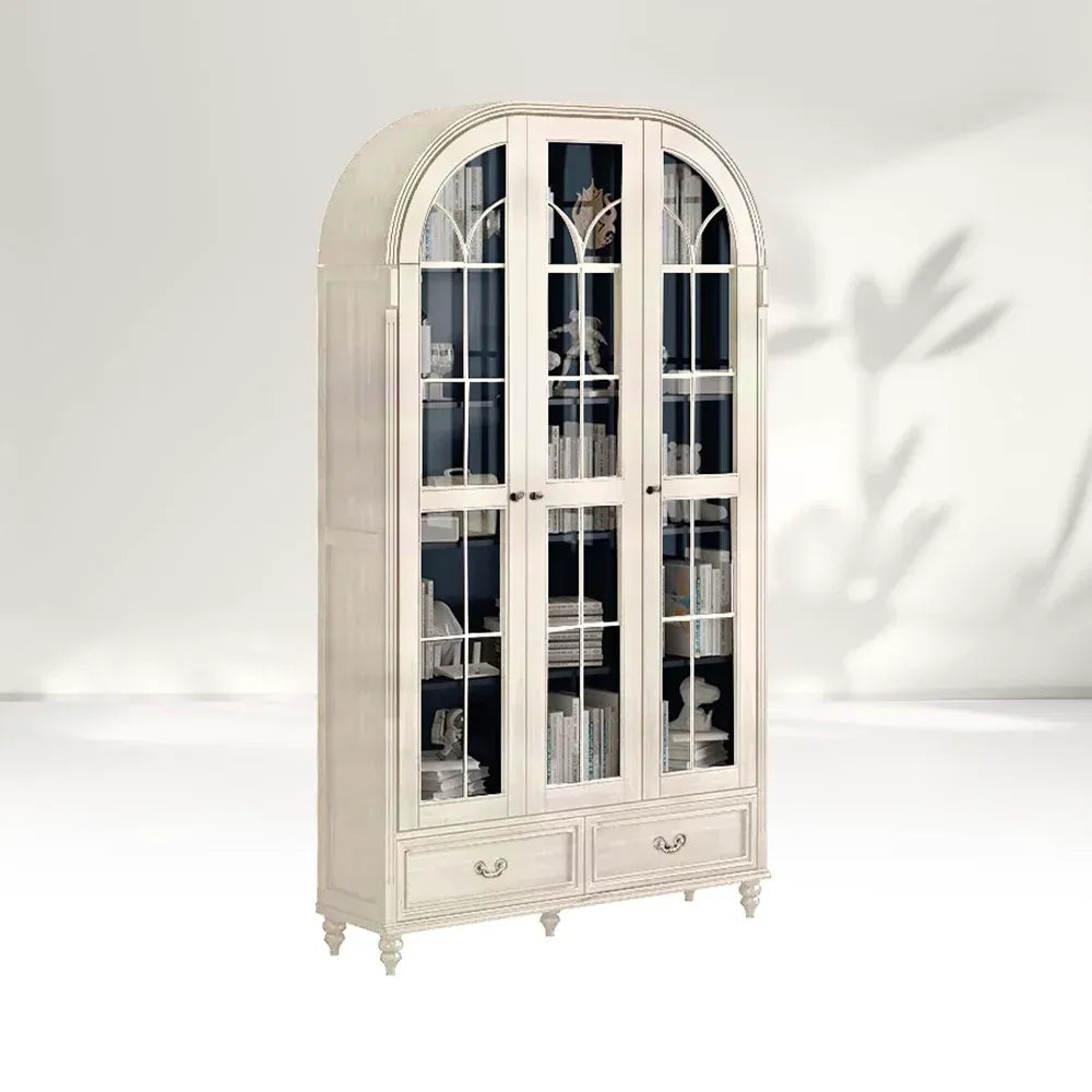 Hattie II Hohe Vitrine aus Glas, Holz, Klassisches europäisches Design