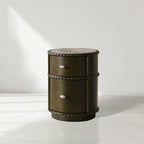 Cylindrical Pierro Nightstands Brazilian Quartzite Top Bedside Table Storage Cabinet