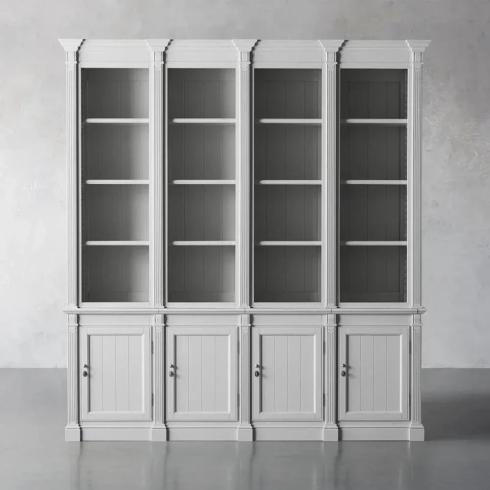 Schmaler, hoher Vitrinenschrank aus Pappelholz im neoklassizistischen Stil, Vintage-Beistellschrank für das Wohnzimmer in Athen
