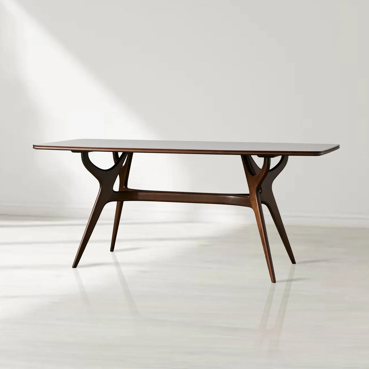 Ambra Esstisch mit rechteckiger Glasplatte, modernes Holzdesign im italienischen Stil
