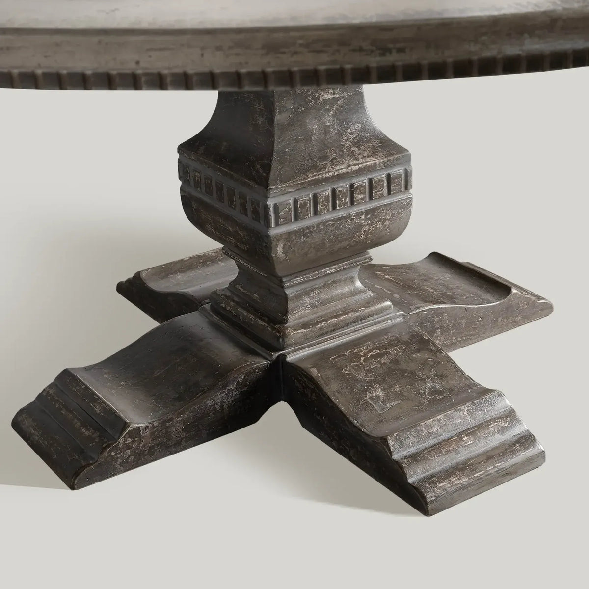 Cerea Ribbon Bell'Arte Wood Round Dining Table Vintage Distressed Furniture