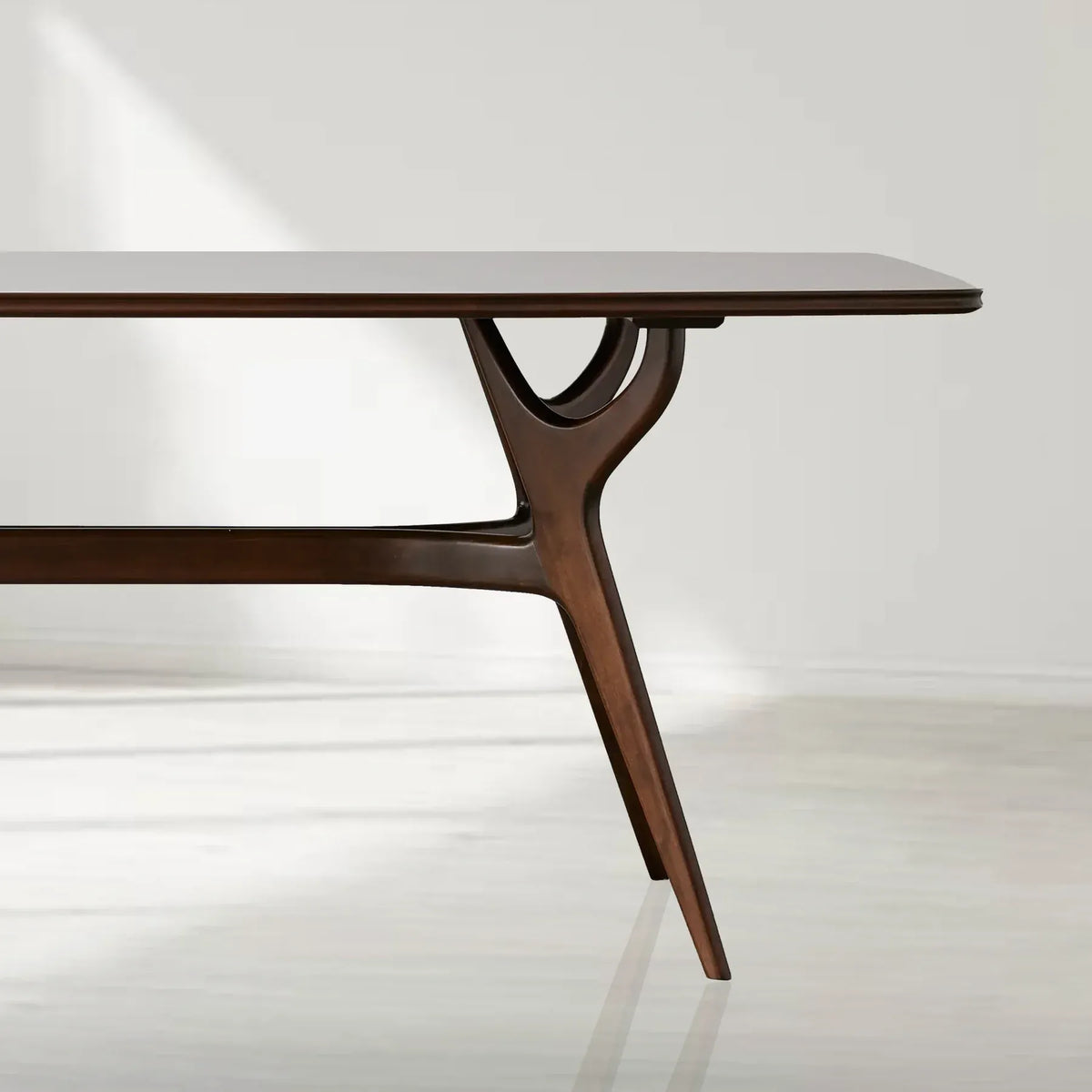 Ambra Esstisch mit rechteckiger Glasplatte, modernes Holzdesign im italienischen Stil
