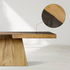 Almeria Sustainable Guanacaste Wood Dining Table Rectangle Oxidized Steel Dining Table