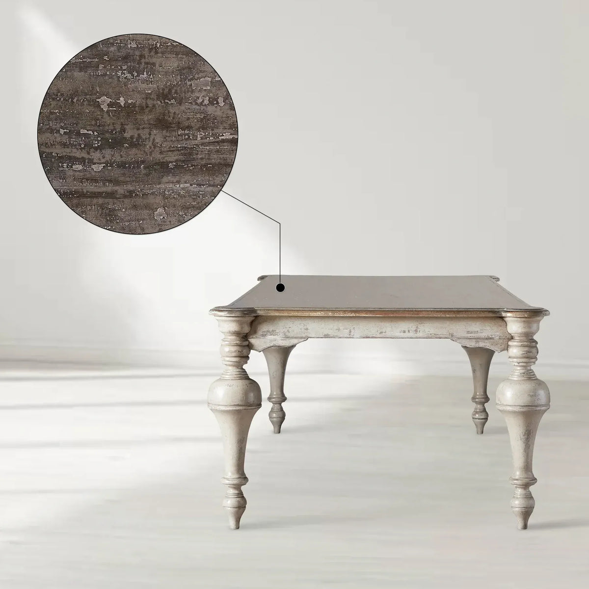 Table de salle à manger Alessia Bell'Arte en peuplier massif, style rétro antique