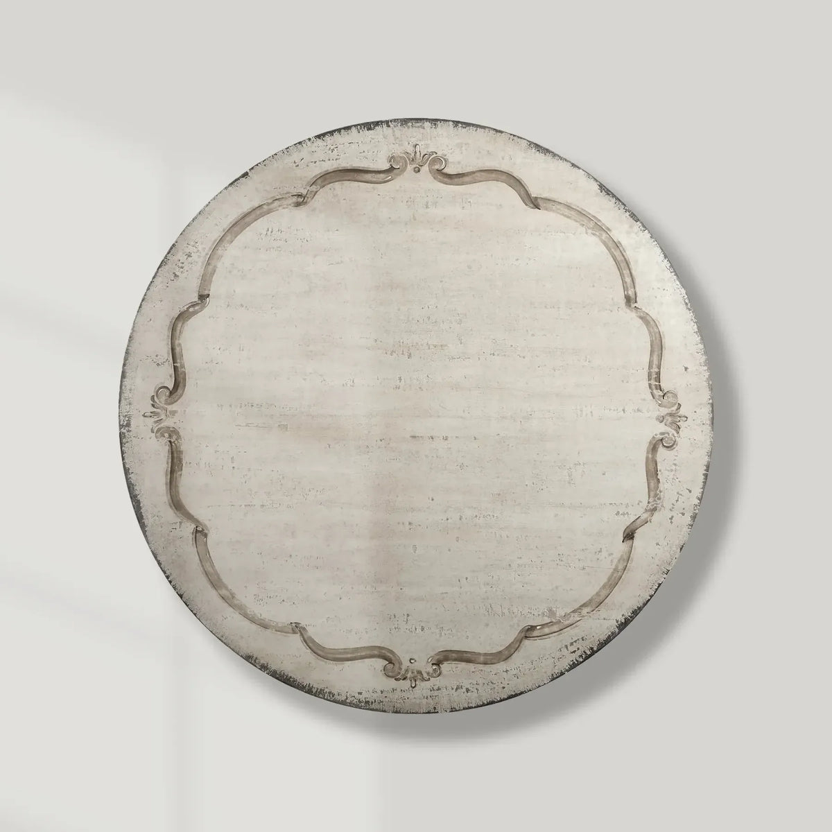 Cerea Ribbon Bell'Arte Wood Round Dining Table Vintage Distressed Furniture