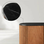 Carlisley Marble Top Nightstands Black Marquina Stone Bedside Table Wood Bedroom Storage Cabinet