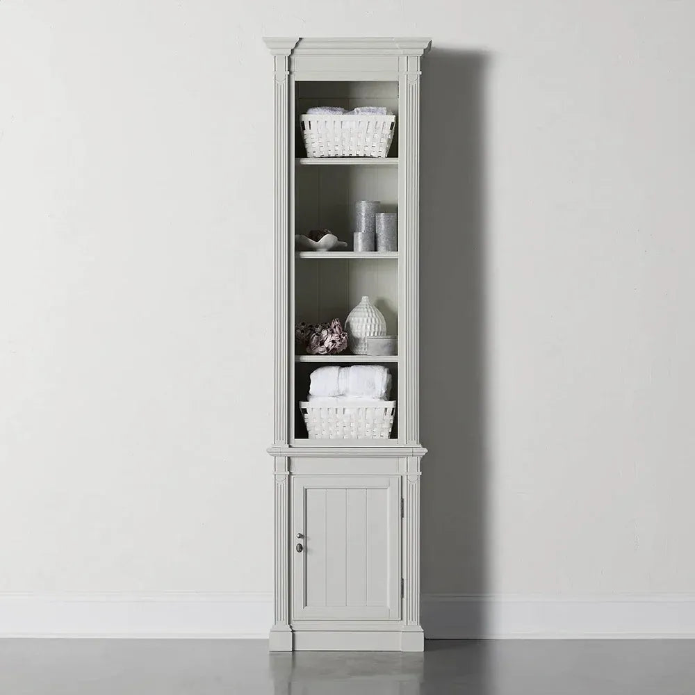 Schmaler, hoher Vitrinenschrank aus Pappelholz im neoklassizistischen Stil, Vintage-Beistellschrank für das Wohnzimmer in Athen