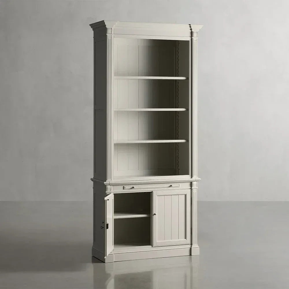 Athens Wood Modular Bookcase Old-world Vintage Living Room Tall Cabinet