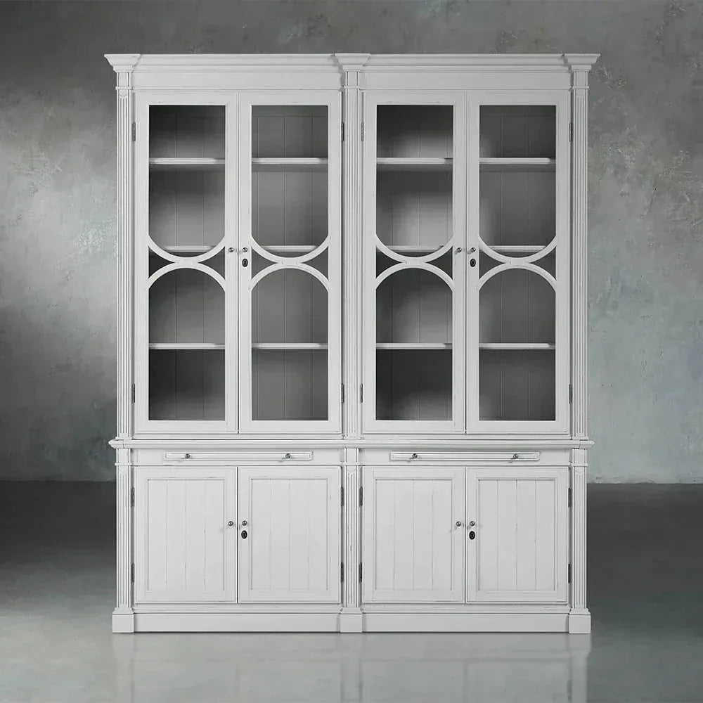 Armoire vitrine modulaire Athens en bois de peuplier, bibliothèque d'appoint haute pour salon