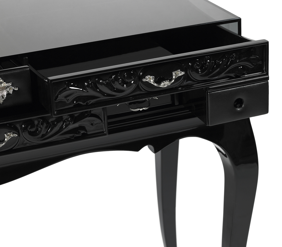 Melrose Dressing Consoles Table with Black Gloss Entryways Cabinet Table
