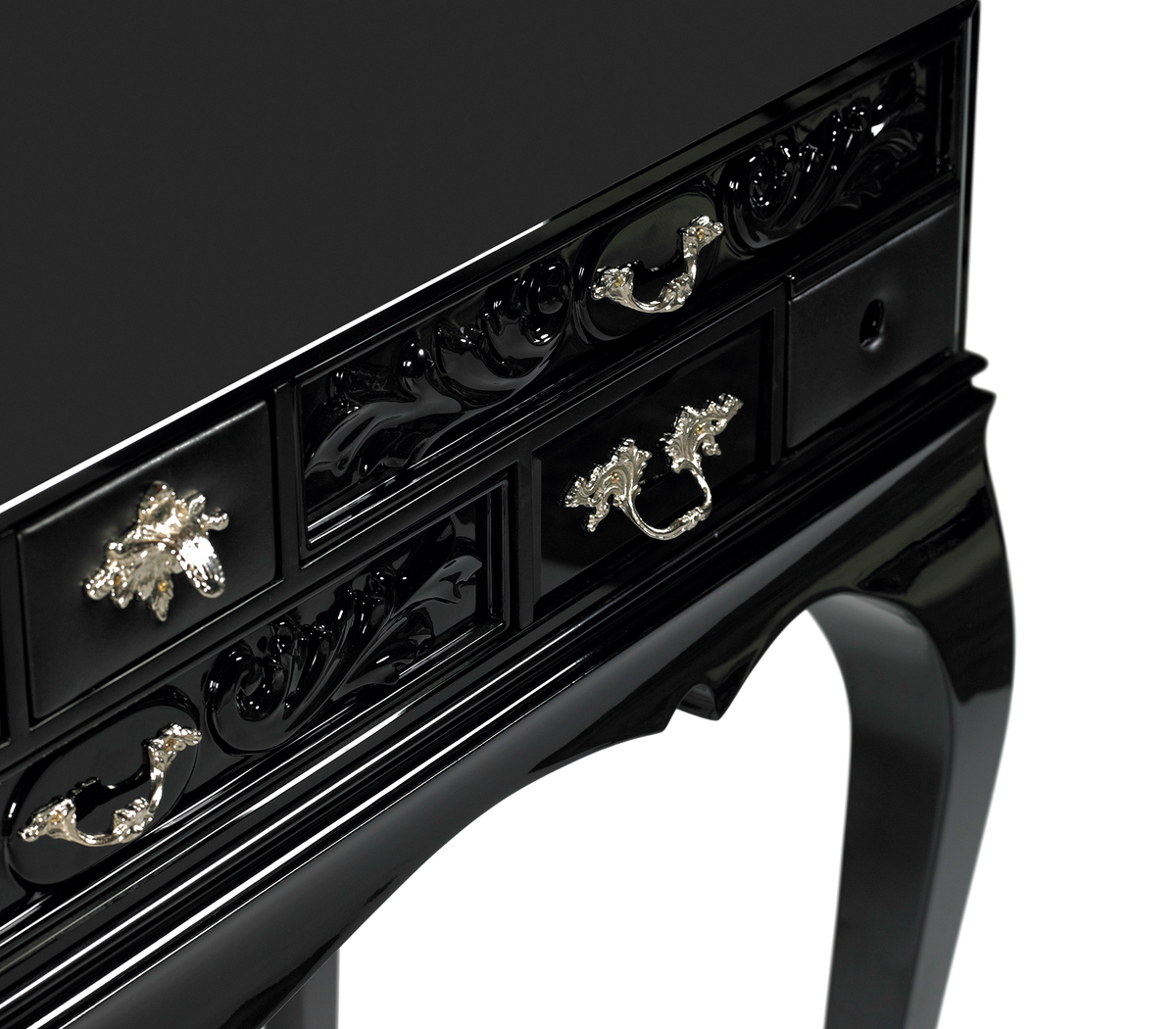 Melrose Dressing Consoles Table with Black Gloss Entryways Cabinet Table