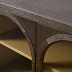 Hattie Solid Oak Media Console TV Stand with Arched Cabinet Design