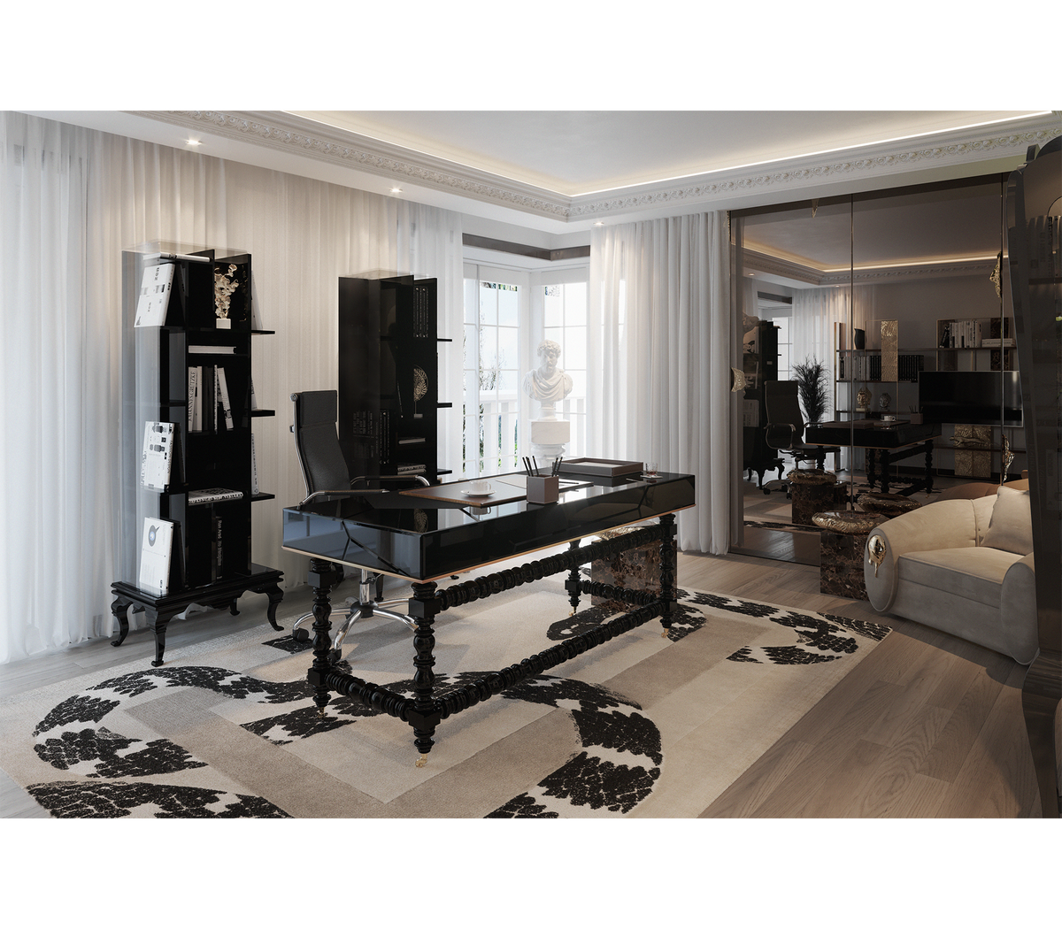 Manu Manueline Gloss Black Luxury Writing Desk