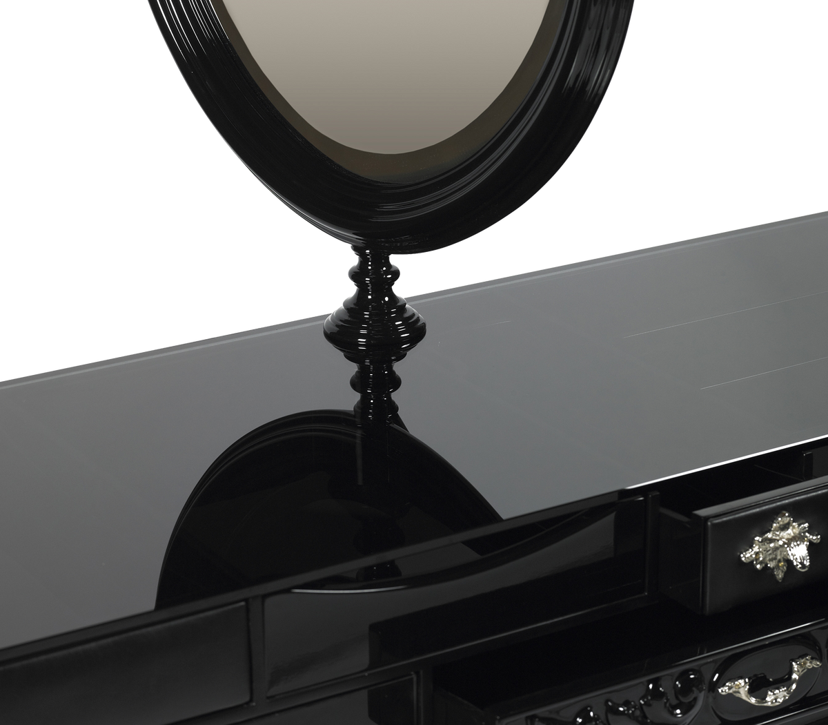 Melrose Dressing Consoles Table with Black Gloss Entryways Cabinet Table