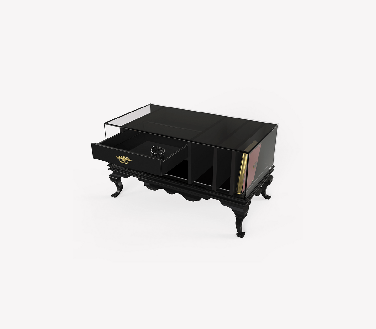 Tower Right Baroque Smoked Glass Luxury Nightstand